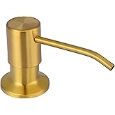 SAMODRA Soap Dispenser for Kitchen Sink, Premium Stainless Steel Pump Head 17 OZ Bottle 3.15 Inch Threaded Tube for Granite Thick Deck Installs (Brushed Brass)