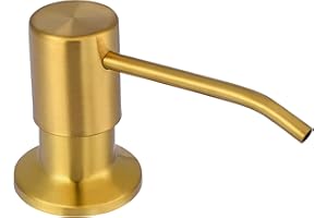 SAMODRA Soap Dispenser for Kitchen Sink, Premium Stainless Steel Pump Head 17 OZ Bottle 3.15 Inch Threaded Tube for Granite Thick Deck Installs (Brushed Brass)