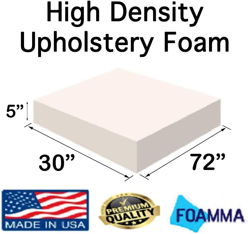 FOAMMA 2 x 30 x 72 High Density Upholstery Foam Cushion Seat