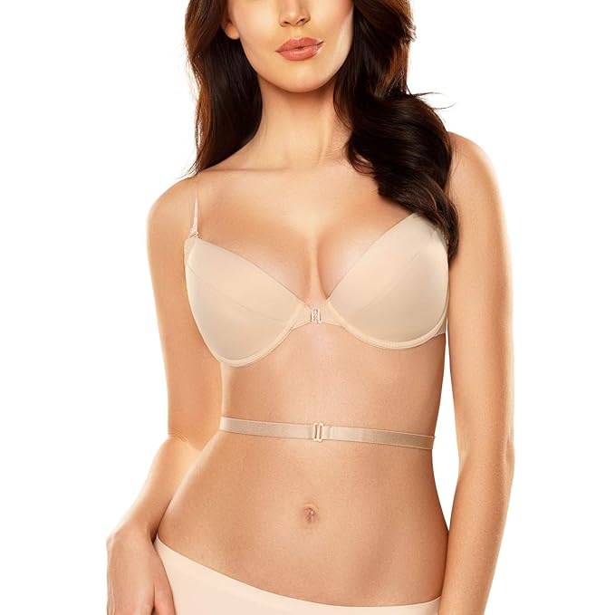 Vivisence Damen Push-Up BH Bügel Trägerlos Vorderverschluss Einlagen Schale 1040