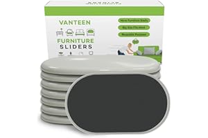 VANTEEN 8 Pieces Furniture Sliders, 9 1/2" Sliders for Carpet Hardwood Floors Large Heavy Furniture, Reusable Heavy-Duty Gliders Movers Plastic Moving Pads Protectors (8 PCS 9 1/2" Beige)