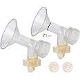 21 mm 2xOne-Piece Small Breastshield w/ Valve and Membrane for Medela Breast Pumps; Replacement to Medela PersonalFit 21 Breastshield and Personal Fit Connector; Made by Maymom