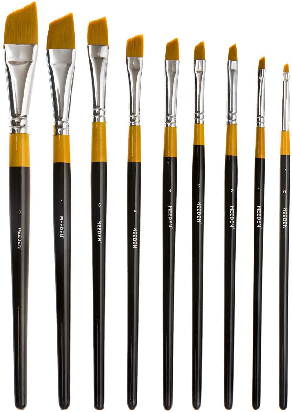 MEEDEN Angled Paint Brushes Set for Oil Acrylics Watercolor and Gouache