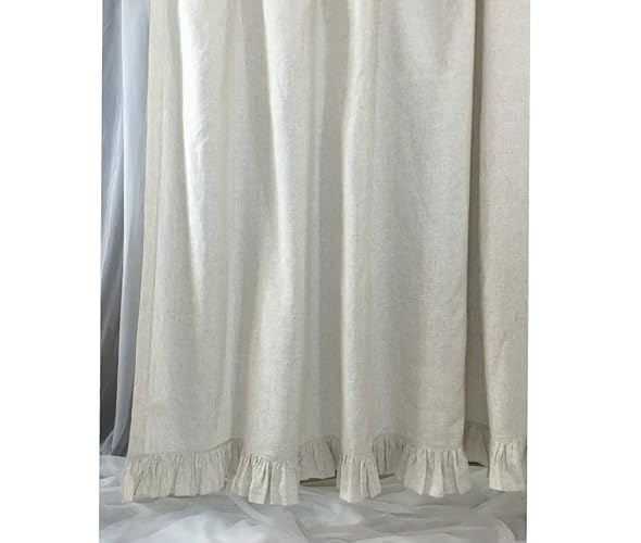 Amazon Com Linen Ticking Striped Shower Curtain With Self Ruffles