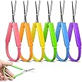 Mini Loop Scissors for Kid and Teens, 6-Pack Colorful Looped, Adaptive Design, Right and Lefty Support Easy-Open Squeeze Hand