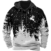ZOCANIA Christmas Hoodie Men Long Sleeve Mens Graphic Hoodies Xmas Sweatshirts Plus Size Pullover Gifts with Pockets