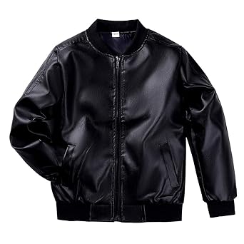 TLAENSON Jungen Kunstleder Jacke Motorrad Bomber Lederjacke Biker für Kinder Jungs