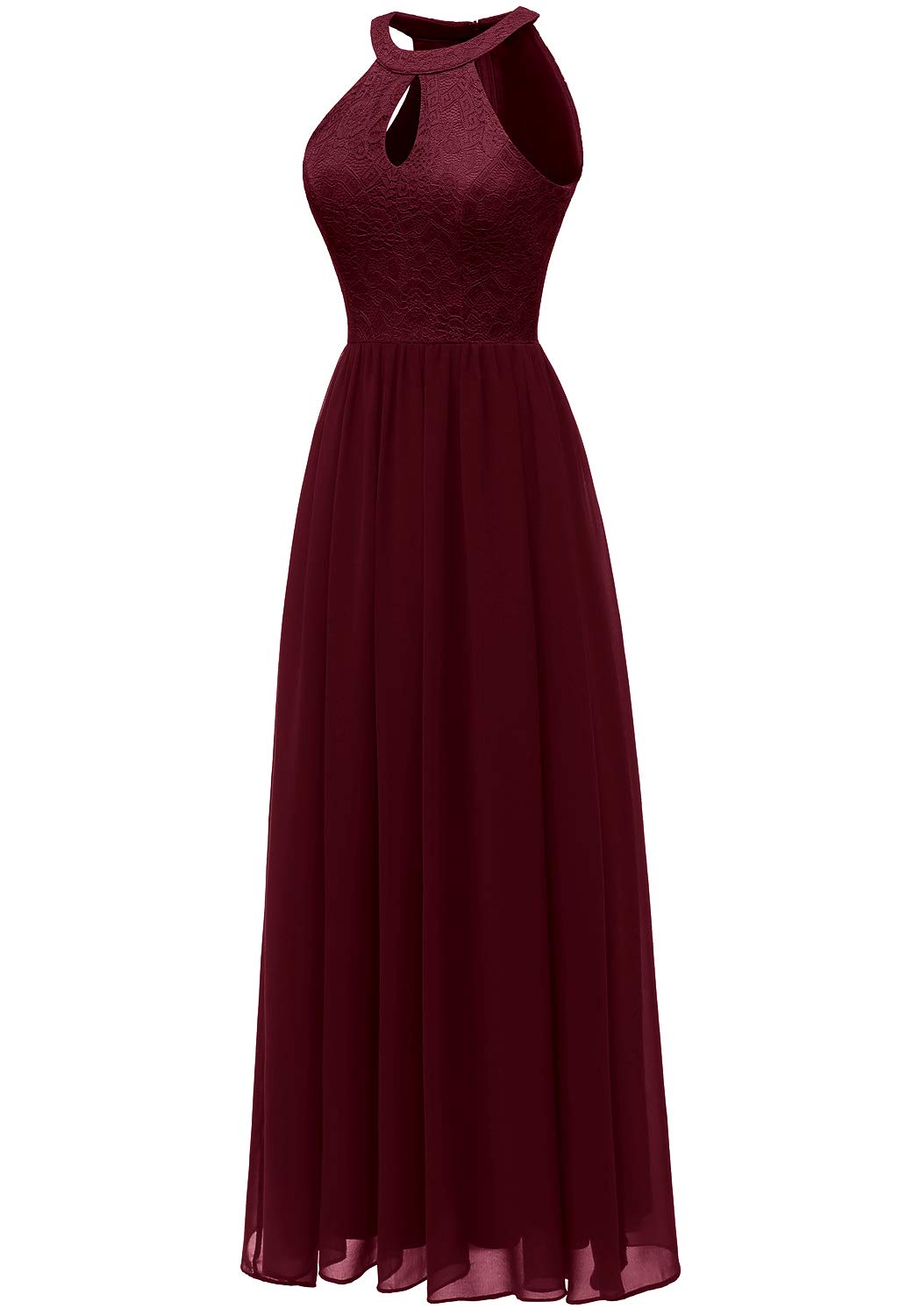 Dressystar Women's Long Formal Dress Halter Lace Chiffon Dress Wedding