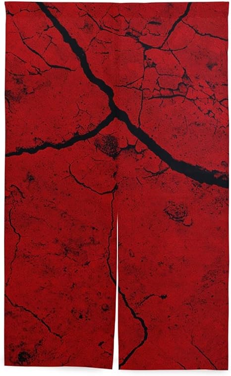 Amazon Bohomonos 間仕切り のれん レンガのひび割れデザートパターン背景赤 リビング階段や玄間 ロング暖簾 キッチン 窓 リビング おしゃれ かわいい インテリア 目隠しドアカーテン のれん オンライン通販