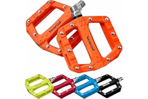 Bike Pedals Mountain Bike Adult, Light MTB Flat Pedals Grippy w 20pcs Non-Slip Studs, Glass Fiber Nylon Composite Platform Pe