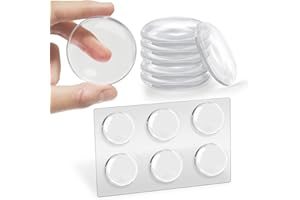 FENIKARA Door Stopper Wall Protector, Door Handle Stopper for Wall with Strong Back Adhesive, 1.57" Clear Rubber Door Knob Round Wall Shield Cushion, Washable & Reusable Protectors, Self Adhesive (6 Pcs)