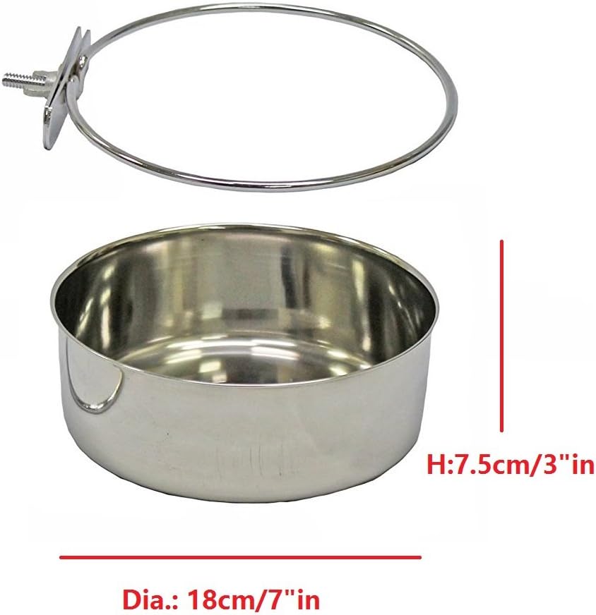 Pet Dog Coop Cups Stainless Steel Feeding Bowl with Clamp - Detachable Dog Cat Cage Kennel Hanging Bowl Metal Food Water Feeder (XL) - Image 3