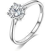 CRITI RORA 1-3 Carat Lab Grown Diamond Engagement Ring 14K White Gold,IGI Certified Round Cut (D-E Color VS1-VS2) Classic 4-Prong Ring for Women,Wedding Ring