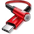 JSAUX USB Type C to 3.5mm Female Headphone Jack Adapter, USB C to Aux Audio Dongle Cable Cord Compatible with iPhone 15 Pro Max/15 Pro/15 Plus, Samsung Galaxy S23/S22/S21 Ultra, iPad Pro, Pixel -Red