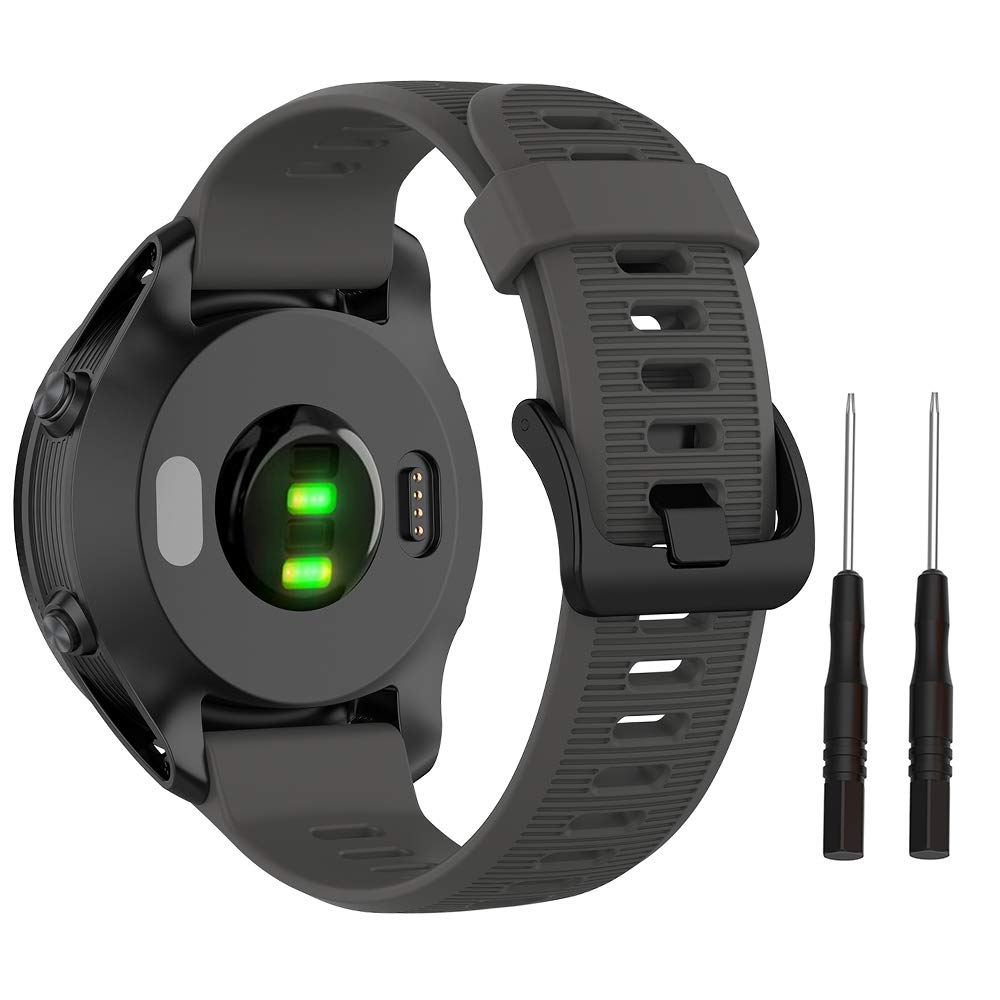 Photo 1 of ISABAKE Band for Garmin Forerunner 945/Forerunner 935/Forerunner 745,Compatible with Fenix 5/ Fenix 5plus/ Fenix 6/ Fenix 6 Pro/Approach S60,Soft Silicone 22mm Replacement Bands (Gray)