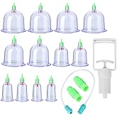 Healifty Chinese Cupping Therapy Set 12Pcs Vacuum Cupping Device Adjustable Suction Transparent Cups for Body Massage Pain Relief Portable Home Use