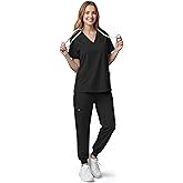 Sumincarly Scrubs for Women Set - V-Neck Top & Stretchy Jogger Pants with 8 Pocket, Medical Workwear for Nurses