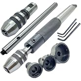 Lathe Tailstock Tap &amp; Die Holder Set MT3 Shank &ndash; 8 Pcs Threading &amp; Tapping Kit with Morse Taper Arbor, Knurled Sleeve, and Stop Handle &ndash; Fits 13/16", 1", &amp; 1-1/2" Round Dies &ndash; Precision Tap Chuck Set