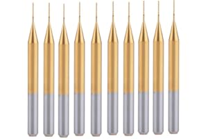 HOZLY 10Pcs 1/8'' Shank, 0.4mm Cutting Diameter,CNC End Mill, Titanium Coat Carbide End Mill Engraving Bits CNC Rotary Burrs Tool for PCB Mould Plastic Fiber Carbon Fiber Hardwood