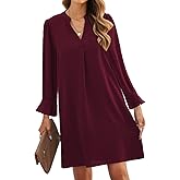 JOCAFIYE Womens Dresses Summer Casual Dress Long Sleeve V Neck Dress Shift Dress for Women 2025