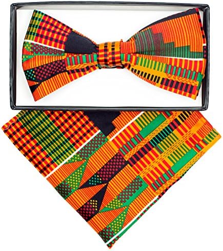 Kente Print Bow Tie and Handkerchief Set