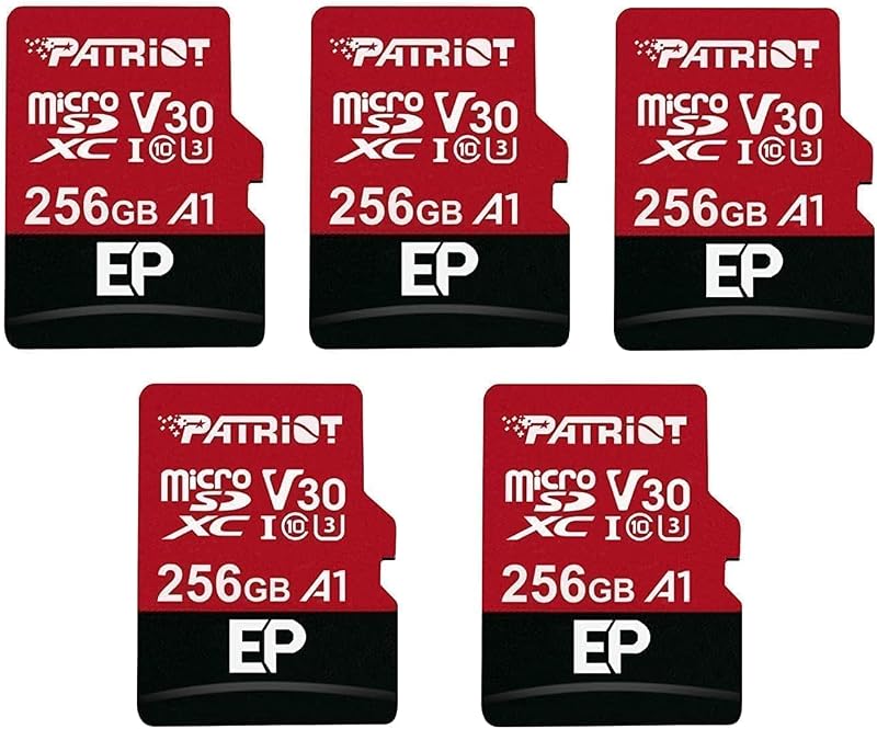 Patriot EP A1 256GB Micro SD Card for Android 4K Video V30 PEF256GEP31MCX 5 Pack