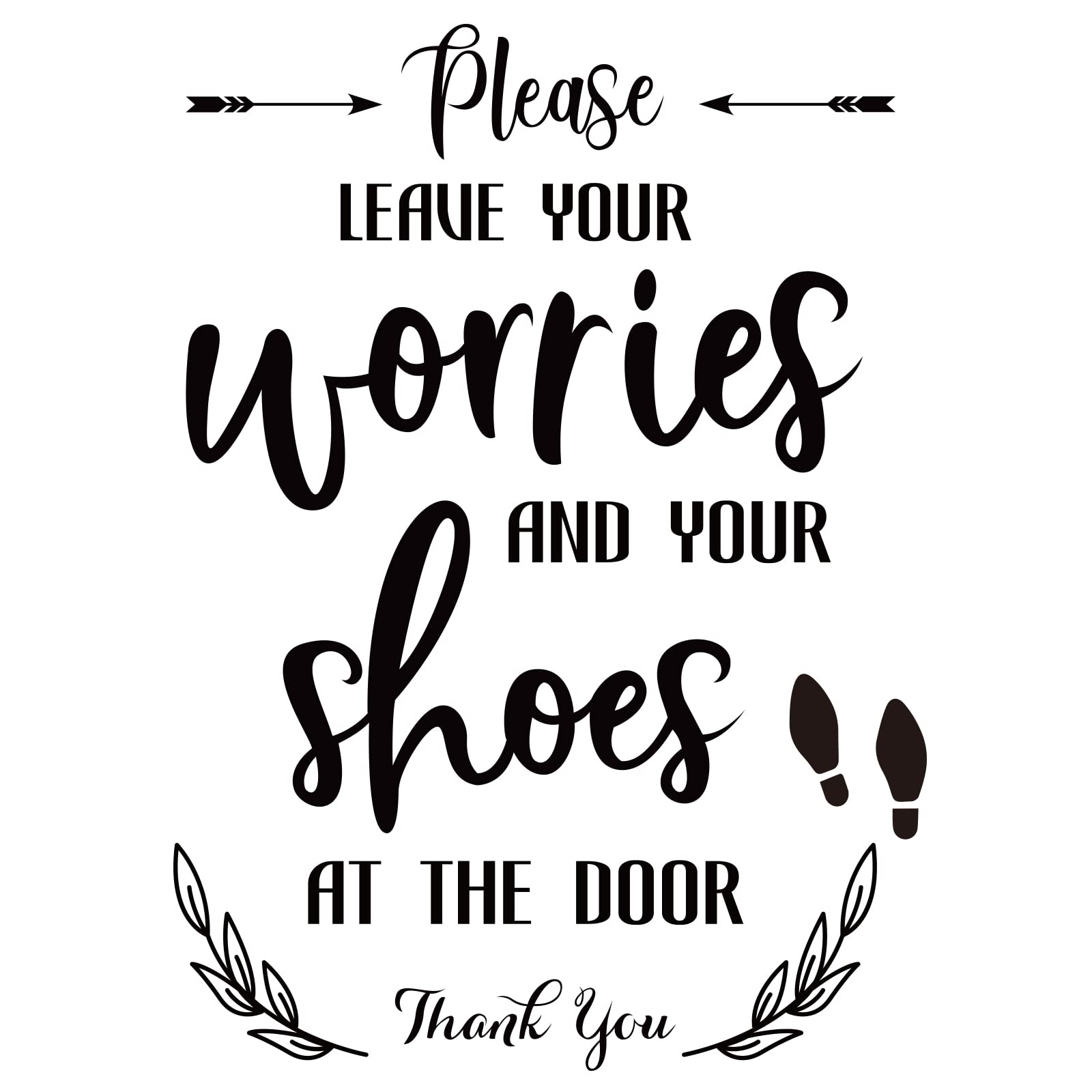 SUPERDANT PVC Wall Sticker Art Words Leave Your Shoes Wall Decals Vinyl Wreath Pattern Wall Art Prompt Words Sticker for Porch Wall Door Decoration 25.4x19 cm