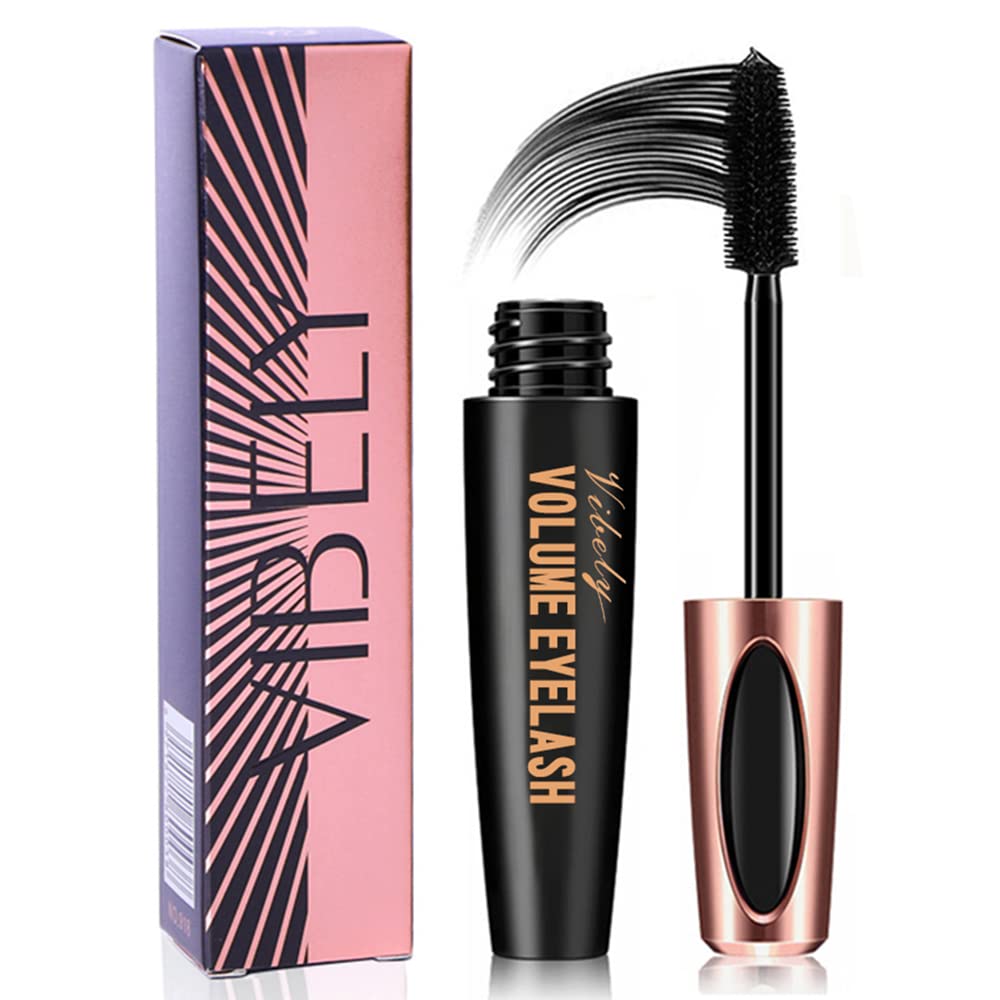 4D Silk Fiber Lash Mascara Waterproof, Extra Long Lash Mascara, Thickening & Lengthening Lashes, Volume and Length, Clump-Free, Volumizing, Lash Extension Mascara Black