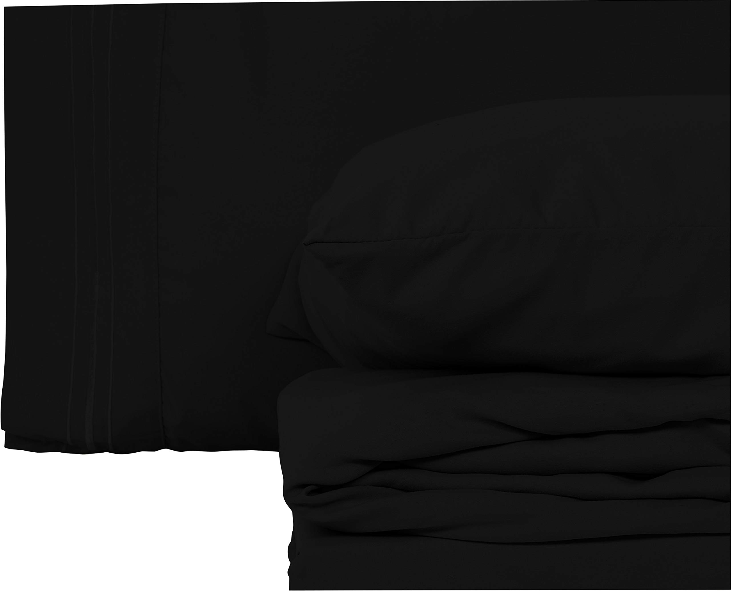 Style Basics Super Soft Brushed Microfiber Bed Sheet Set - 1800 Series Easy-Clean - King, Black