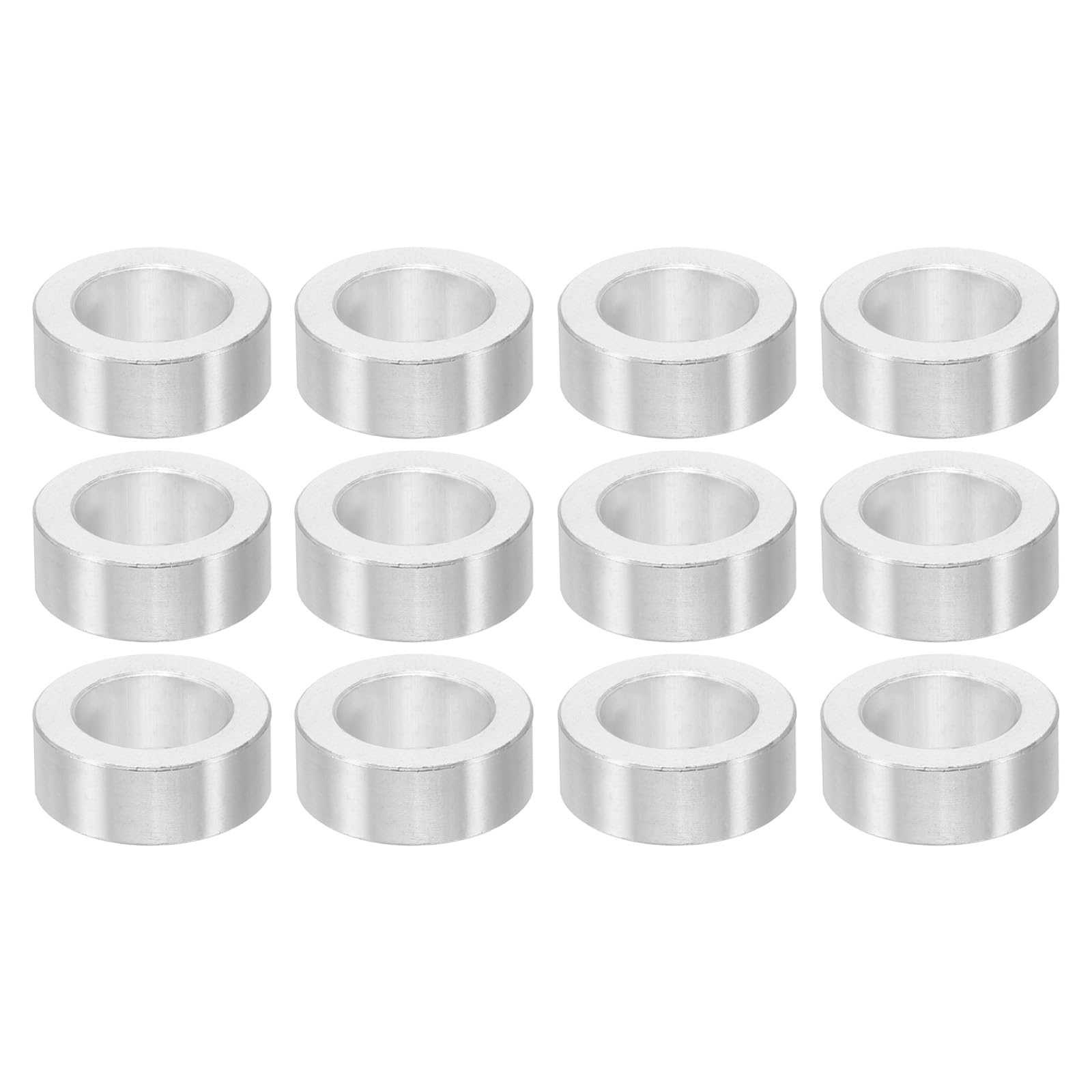 PATIKIL M10 Aluminum Spacers, 12 Pcs Metal Spacers Aluminum 10.2mm ID x 16mm OD x 6mm l Aluminum Spacer Screw Standoff Round for 3/8 or M10 Screw Bolts