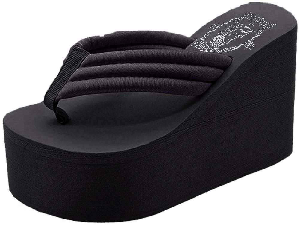 Photo 1 of Always Pretty Women's Cheap Flip Flops Wedge Sandals Platform Thongs Black-11cm US 9