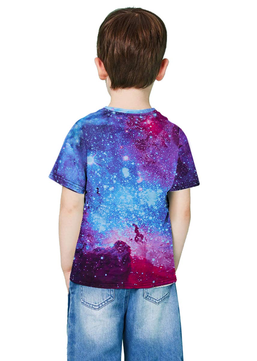 RAISEVERN3D Graphic Stampato T Shirt per 15-16 Ragazzi Ragazze Estate Colorato Nebulosa Casual Manica Corta Tshirt 140