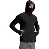 Locachy Men's UPF 50+ Sun Protection Jacket Hooded Lightweight Full Zip Long Sleeve Cooling Hiking Fishing Performance Shirts