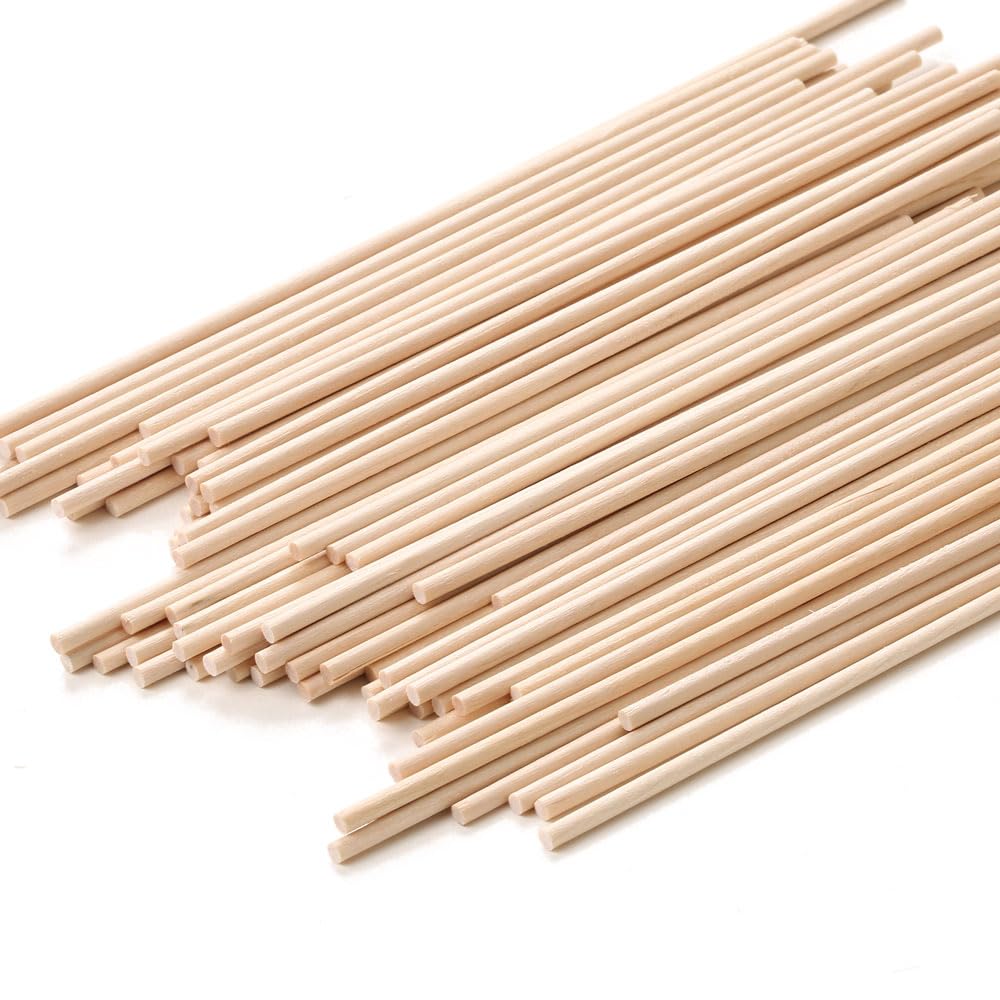 100PCS 1/8 x 12 Inch Dowel Rods Wood Sticks Wooden Dowel Rods - Unfinished Natural Wood Craft Dowel Rods - for Crafts and DIY