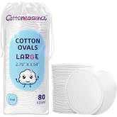 Cottonessence Premium Cotton Ovals (80 Count) - 80 Count (Pack of 1), 2.75" x 3.54", Large Oval Cotton Pads,Soft, Thick, Lint-Free &amp; Highly Absorbent for Makeup Removal, Facial Cleansing &amp; Skincare