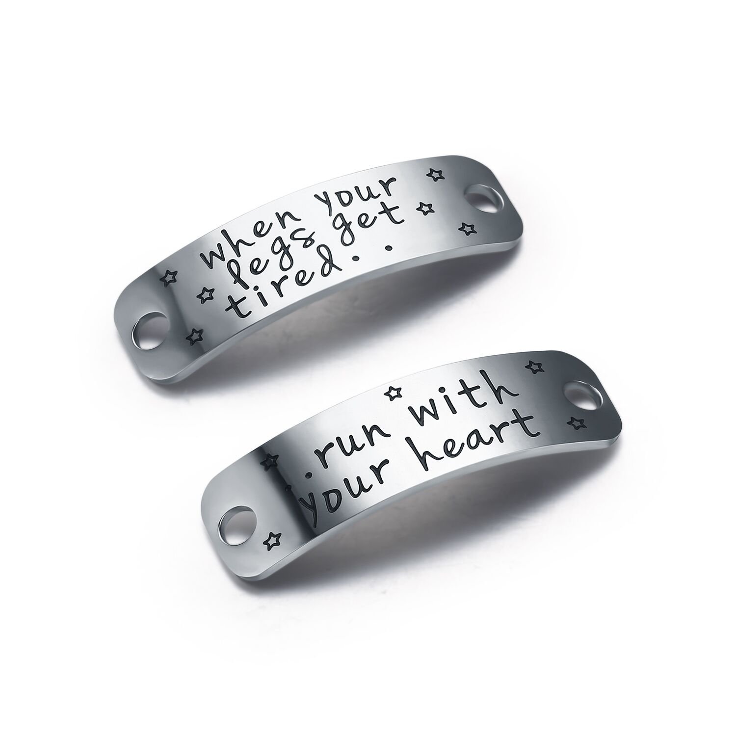 CJ&M When Your Legs Get Tired Run with Your Heart Shoelace Charm, Inspirational Gift For Girls/Runners, Fitness Gym Motivation