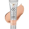 IT Cosmetics Your Skin But Better CC+ Cream Travel Size - Color Correcting Cream, Full-Coverage Foundation, Hydrating Serum & SPF 50+ Sunscreen - Natural Finish - 0.4 fl oz