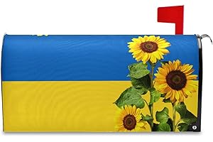 Kcldeci Daisy Flowers Flag of Ukraine Autumn Sunflowers on Wooden Board Magnetic Mailbox Cover Mailbox Covers Magnetic Mailboxs Wraps Post Letter Box Garden Standard Size 18 X 21