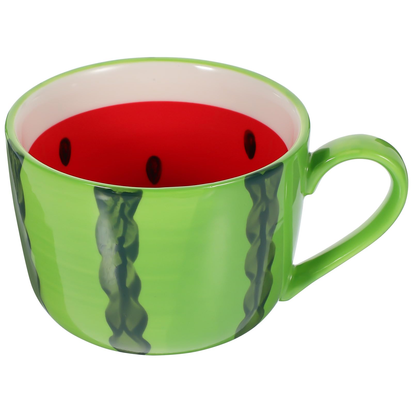 Luxshiny Marshmallow Mug Hats Watermelon Cup Ceramic Drinking Mug Fruit Shape Coffe Mug 400ml Breakfast Cup Oatmeal Cup Tea Cup for Hawaiian Summer Party Favors Strawberry Mug