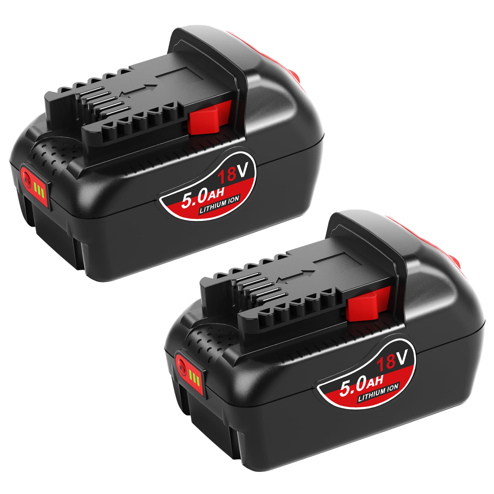 Photo 1 of 5.0Ah 18v Replacement for Milwaukee M18 Battery with Genuine Capacity, Compatible with M18 Milwaukee Lithium-lon Battery Charger and Tools (2 Pack)