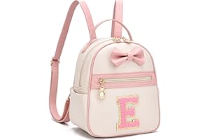 I IHAYNER Girls Initial Bowknot Small Leather Backpack Cute Mini Backpack Personalized Trendy Stuff Gifts for Women Pink-E