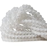 CHEAVIAN 60PCS 6mm Natural White Agate Gemstone Round Loose Beads for Jewelry Making 1 Strand 15"