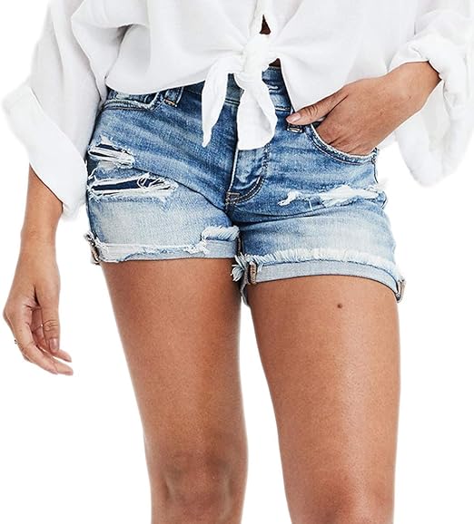 american eagle ripped jean shorts