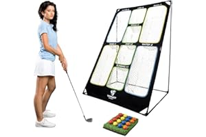 WINNER SPIRIT Play 707 Golf Chipping Game Net with Rough Mat, 16 Foam Golf Balls, Scorecard, Carry Bag | Golf Chipping Trainer Training Indoor Outdoor Outside Park Beach Backyard (Clubs not Included)
