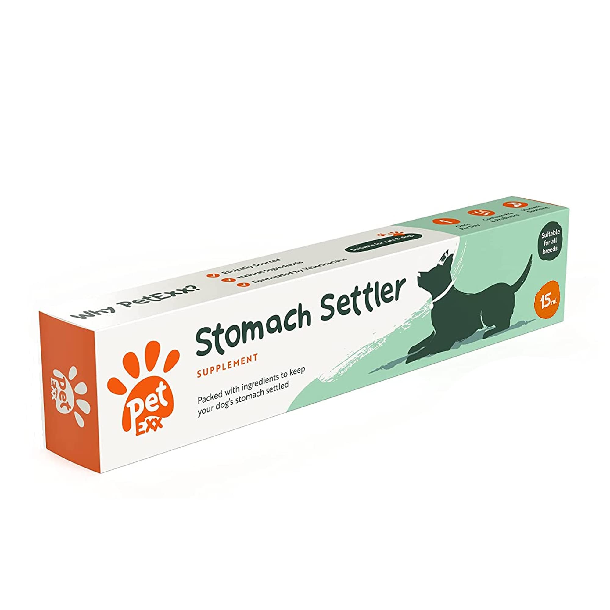 PetExx Stomach Settler, Fast-acting Probiotic paste - Diarrhoea & Upset Stomach Relief for cats & dogs - 15ml syringe - one dose per day - UK manufacture