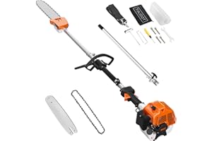 BAVNNRO Gas Powered Pole Saw, 48cc 2-Cycle Gas Pole Saws for Tree Trimming with 11.5in Cutting Bar,16-FT Height Reachable Cordless Extension Chainsaw for Tree Trimming Bush Pruning Branch Cutting