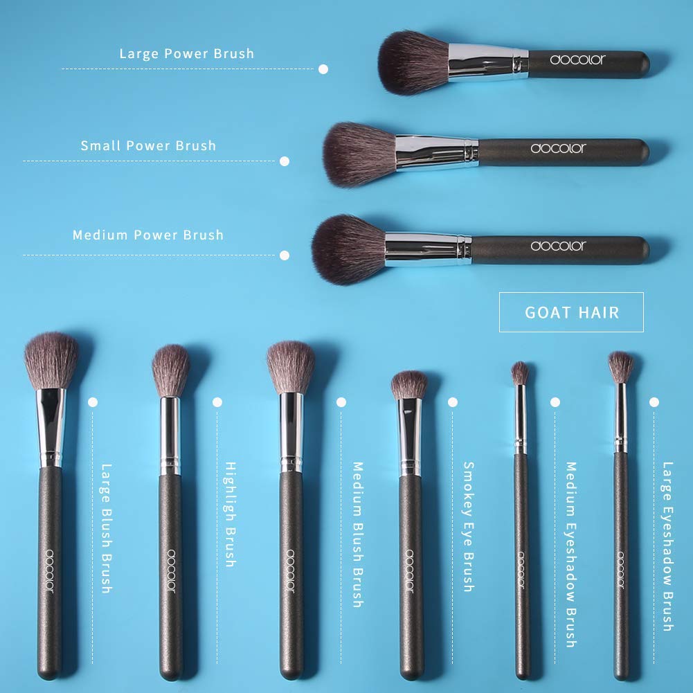Docolor Makeup Brushes 29 Piece Professional Makeup Brush Set Premium Goat Hair Kabuki Foundation Blending Brush Face Powder Blush Concealers Eye Shadows Make Up Brushes Kit with PU Leather Case: Beauty
