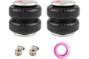 DOCAS 2PCS Universal Air Suspension Spring Double Bellow Standard 2500 lb 1/2"npt Single Port Air Ride Strut Assembly w/Air Hose Fittings