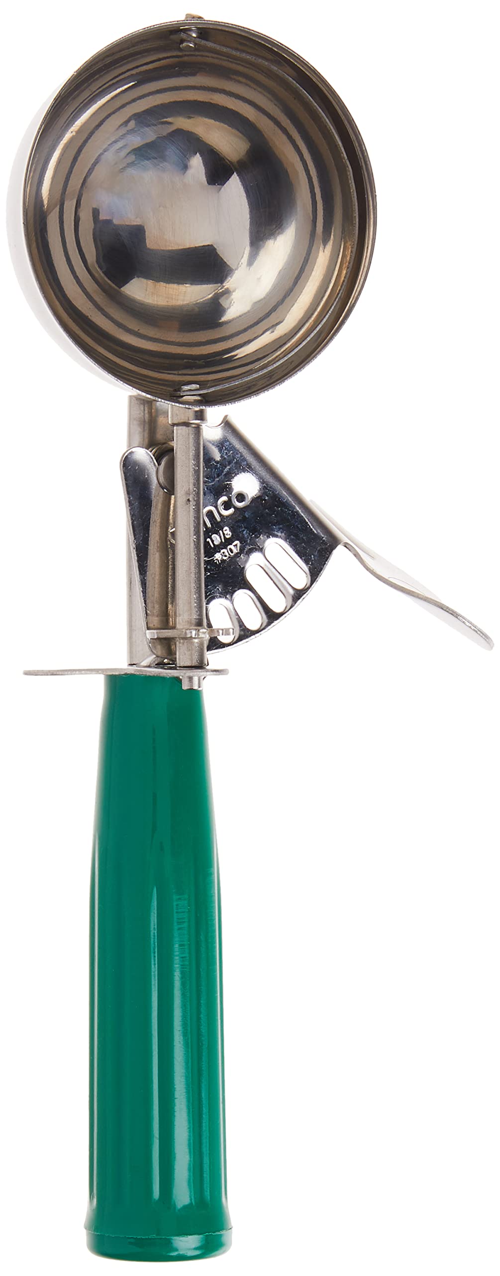 Winco ICD-12 No.12 Ice Cream Disher with Plastic Handle, Green
