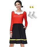 Women's Halloween Cosplay Olivia Classic Costume Adult Long Sleeve One Piece Dress 2XL Red Black